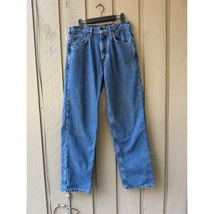 Carhartt Relaxed Fit Flannel Lined Jeans Mens Medium Wash 32x32 Cotton Denim